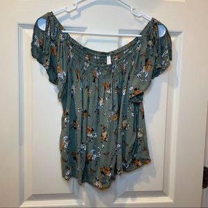 Green Off the Shoulder Top